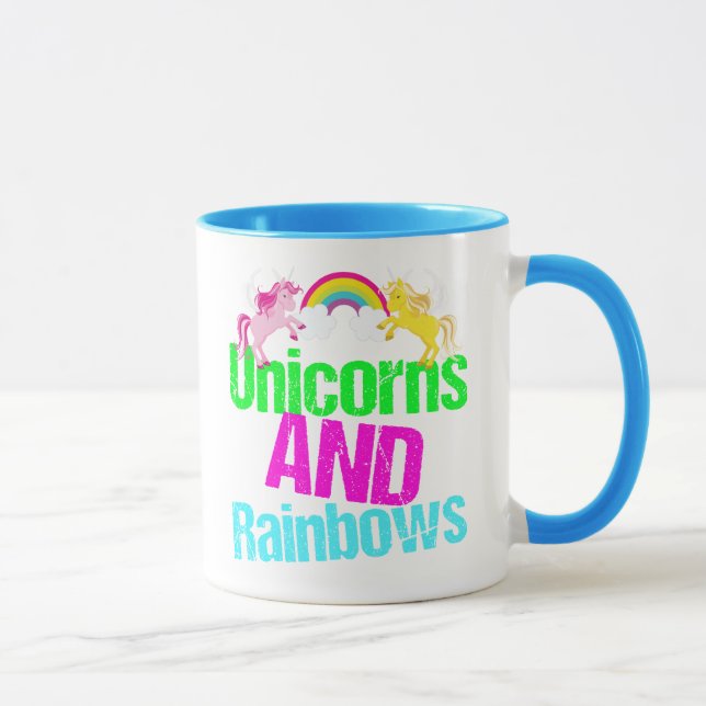 Cute Unicorns and Rainbows Mug (Right)