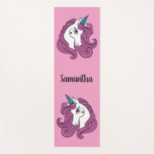 Cute Unicorns custom name & colour yoga mat