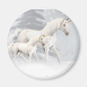 Cute Unicorns In Snow 1 Magnet