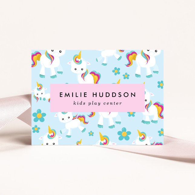 Cute Unicorns, Kids Play Centre, Activity Centre Business Card (Creator Uploaded)