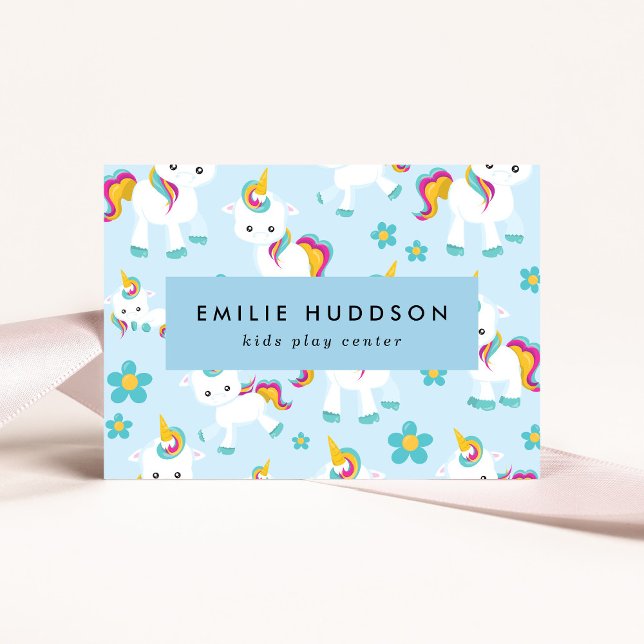 Cute Unicorns, Kids Play Centre, Activity Centre Business Card (Creator Uploaded)
