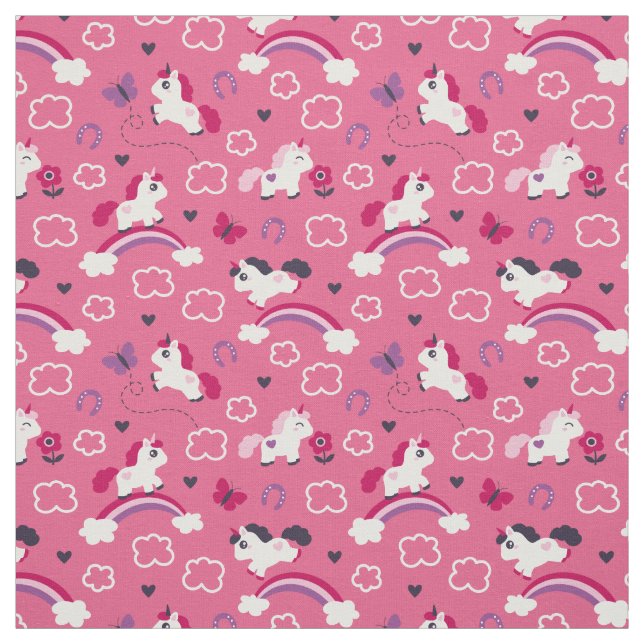 Cute Unicorns Pattern Fabric (Swatch)