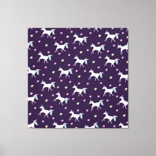 Cute Unicorns Pattern, Magical Horse Lovers Canvas Print