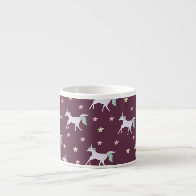 Cute Unicorns Pattern, Magical Horse Lovers Espresso Cup (Front)