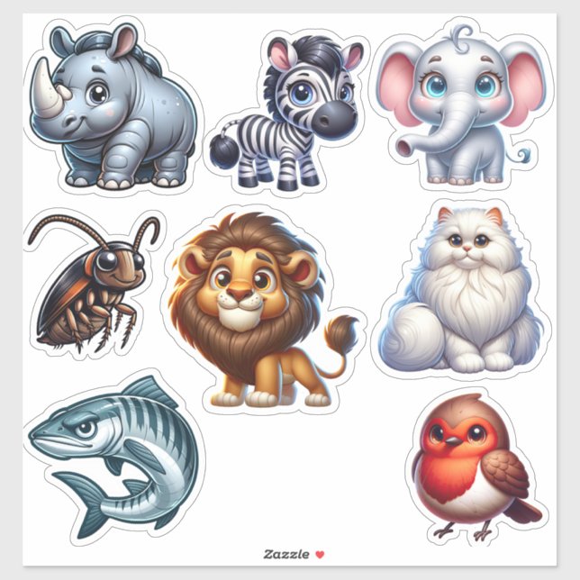 Cute Unique 3D Animal Stickers Set (Sheet)