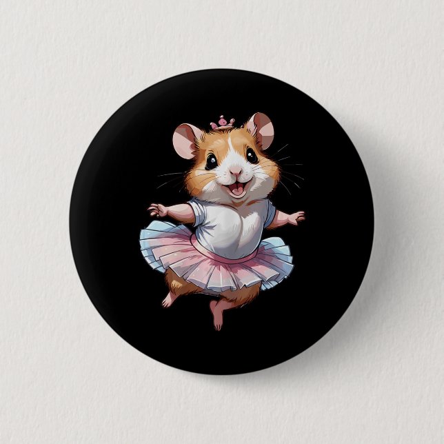 Cute Unique And Modern Hamster Ballet And Ballerin 6 Cm Round Badge (Front)