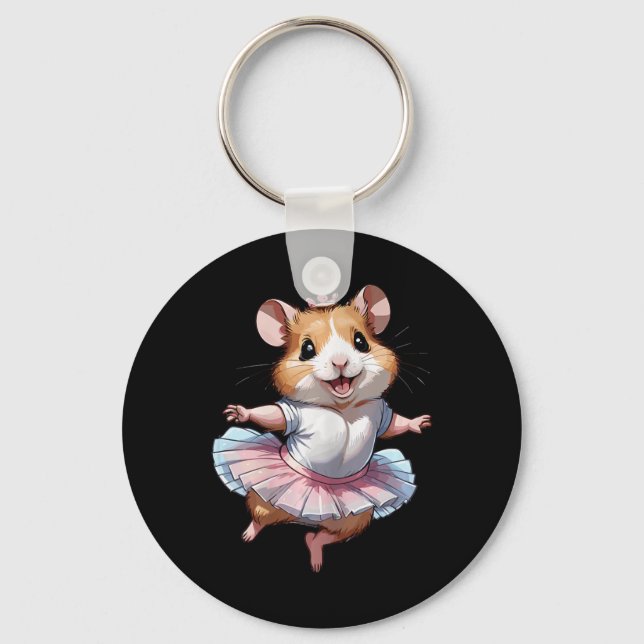 Cute Unique And Modern Hamster Ballet And Ballerin Key Ring (Front)