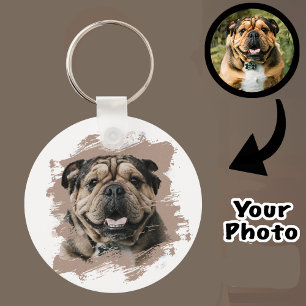 Cute Unique Bulldog or Your Photo Grunge Dog Mom   Key Ring
