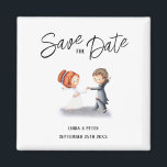 Cute Unique Couple Dancing Romantic Wedding  Magnet<br><div class="desc">Cute and unique save the date wedding magnet with an illustration of a girl and a boy dancing. Illustrated and designed by Patricia Alvarez.</div>