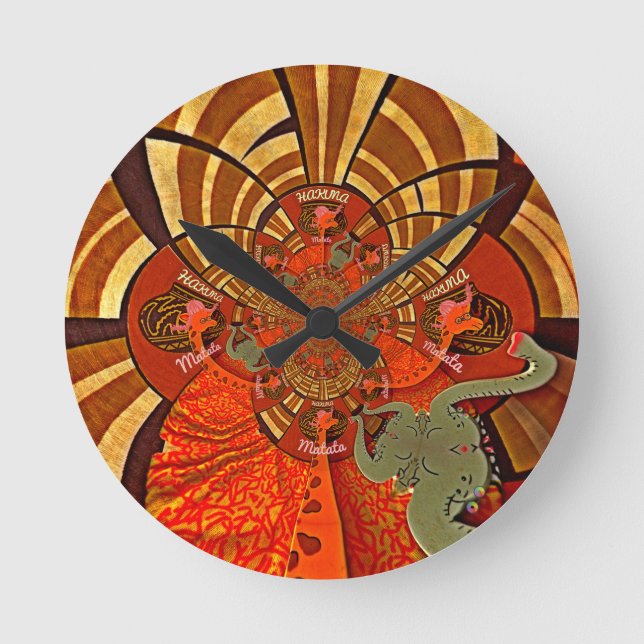 Cute Unique Giraffe Animal Hakuna Matata Design Round Clock (Front)