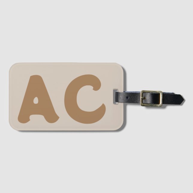 Cute Unique Initial Monogram Personalized Luggage Tag (Front Horizontal)