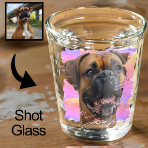 Cute Unique Rainbow Colour Boxer Dog Lover Photo Shot Glass