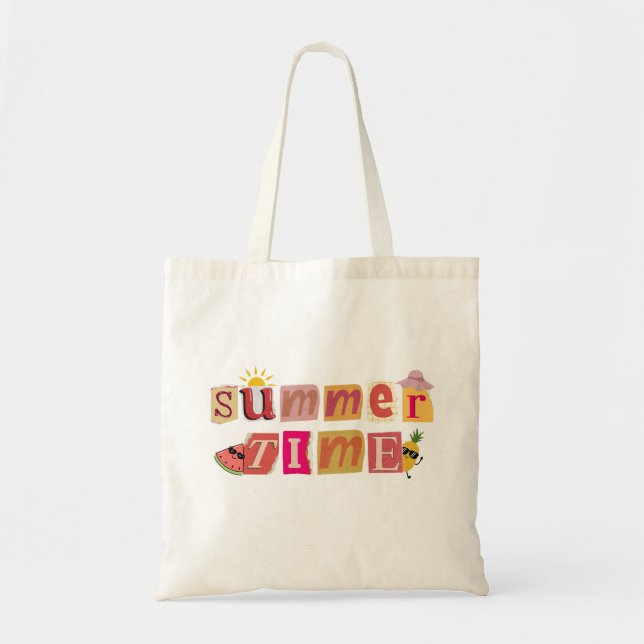 Cute Unique Summer Time Vacation Tote Bag (Front)