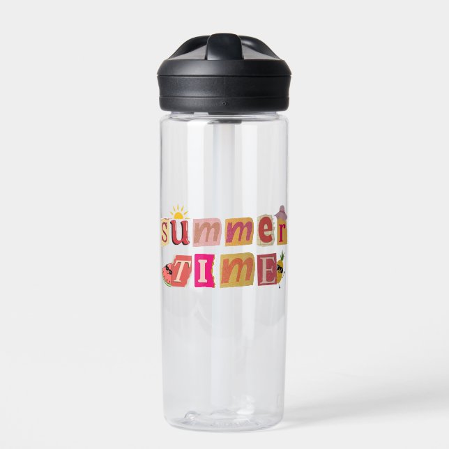 Cute Unique Summer Time Vacation Water Bottle (Front)