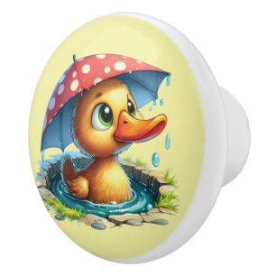 Cute unisex baby duck Nursery Ceramic Knob