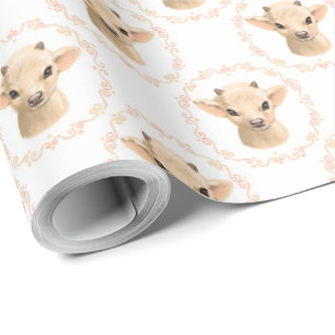 cute unisex baby goat tiled party wrapping paper