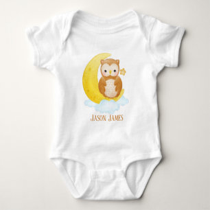 cute unisex baby owl add name bodysuit