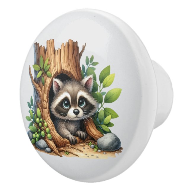 Cute unisex baby raccoon Nursery  Ceramic Knob (Right)
