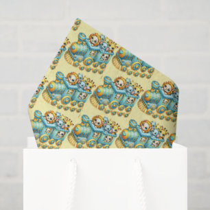 Cute unisex baby shower animal train tissue paper