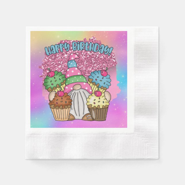 cute unisex Birthday gnome  Napkin (Front)