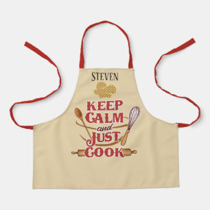 Cute unisex keep calm cook add name kids apron