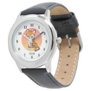 cute unisex kids tiger jungle lovers add name watch