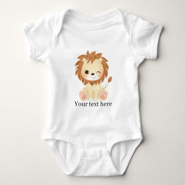 cute unisex lion add text baby bodysuit (Front)