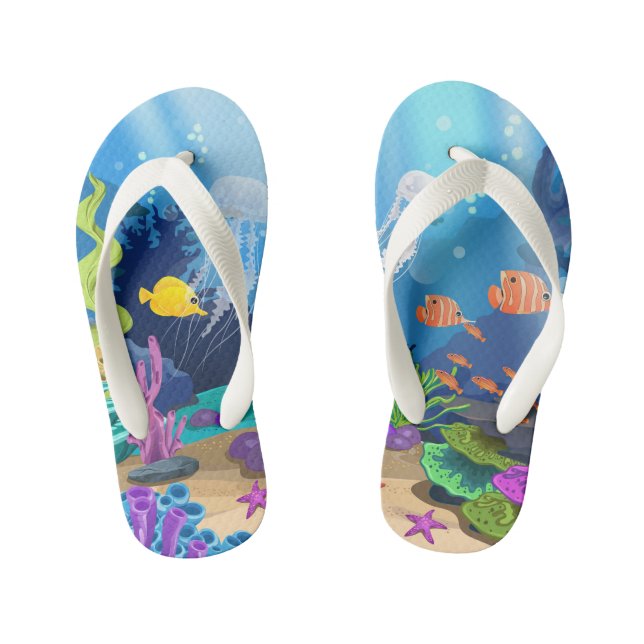 Cute unisex ocean fish Kid's  Thongs (Footbed)