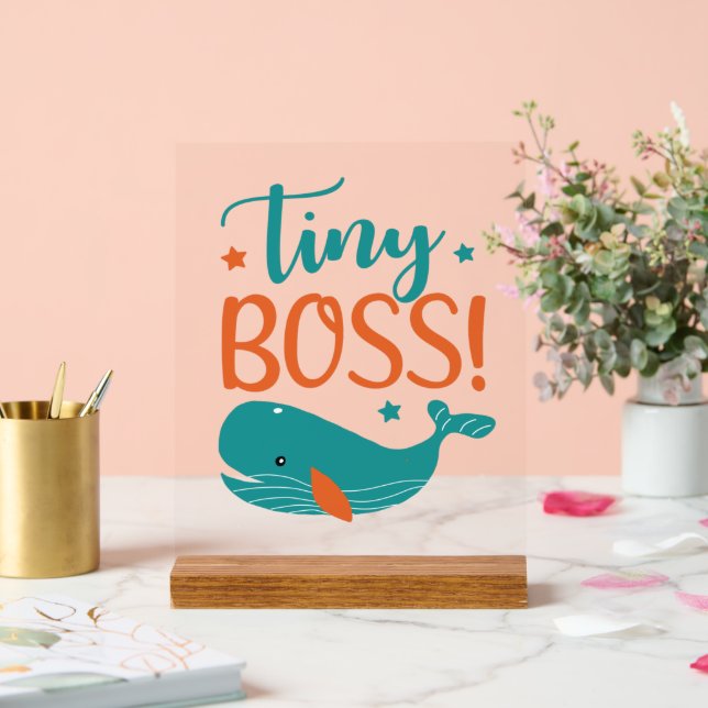 Cute unisex tiny boss word art nursery acrylic sign (Wedding)