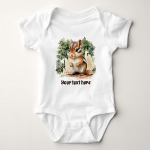 cute unisex woodland chipmunk add text baby bodysuit