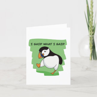 Cute Unpopular Opinion Puffin Meme Holiday Card