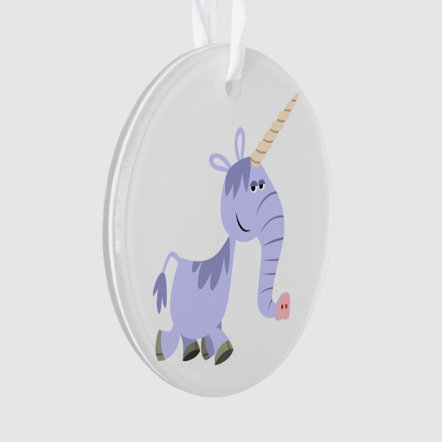 Cute Unusual Cartoon Unicorn Acrylic Ornament (Front)
