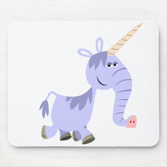 Cute Unusual Cartoon Unicorn Mousepad (Front)