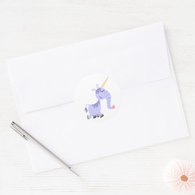 Cute Unusual Cartoon Unicorn Sticker (Envelope)