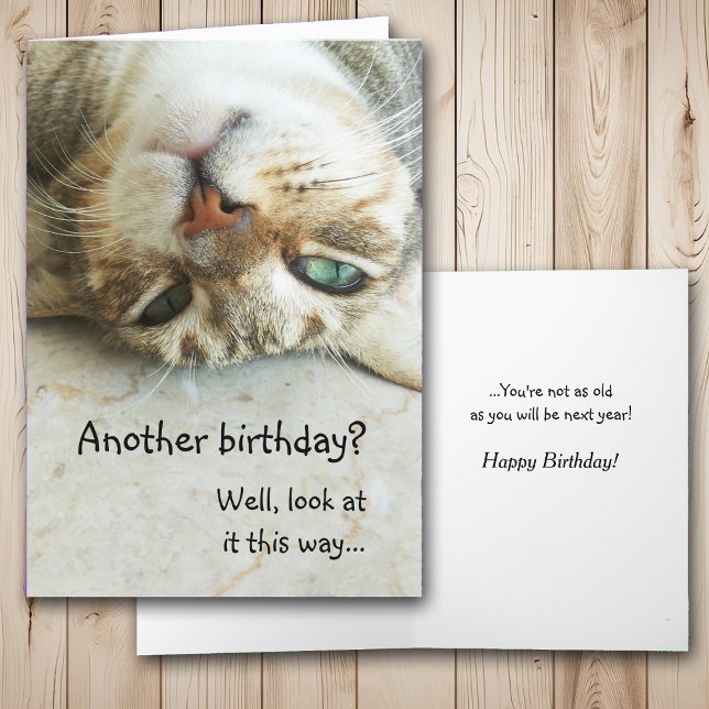 Cute Upside Down Cat Birthday Card (Creator Uploaded)