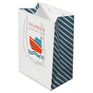 Cute Urban Kids Nautical Boat Any Age Birthday Medium Gift Bag