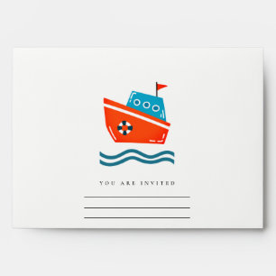 Cute Urban Nautical Boat Kids Ocean Waves Address Envelope