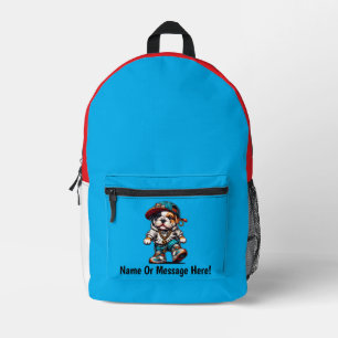 Cute Urban Streetwear Bulldog Personalised Tricolo Printed Backpack