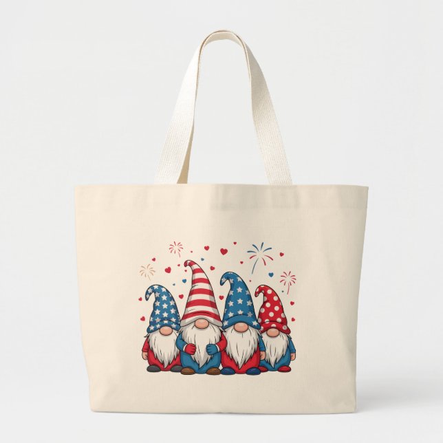 Cute USA American Gnomes Cartoon-68123 Large Tote Bag (Front)