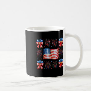 Cute Usa Flag Fireworks Bows Patriotic 4th Of July Coffee Mug