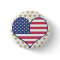 Cute USA Flag Heart Gold Stars Pin Button