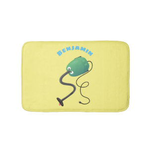 Cute vacuum cleaner cartoon humour bath mat