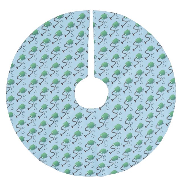 Cute vacuum cleaner cartoon humour  brushed polyester tree skirt (Front)