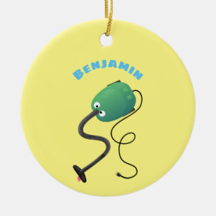 Cute vacuum cleaner cartoon humour ceramic ornament