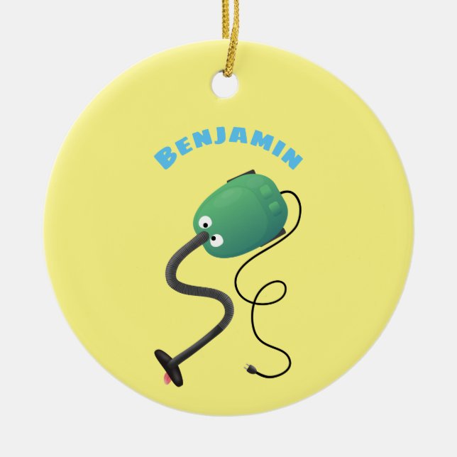 Cute vacuum cleaner cartoon humour ceramic ornament (Front)