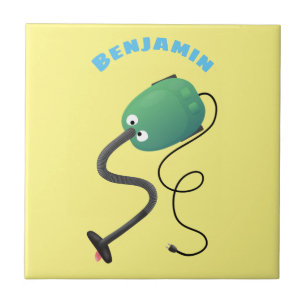 Cute vacuum cleaner cartoon humour ceramic tile