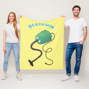 Cute vacuum cleaner cartoon humour fleece blanket