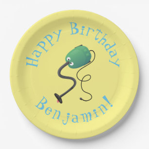 Cute vacuum cleaner cartoon humour paper plate