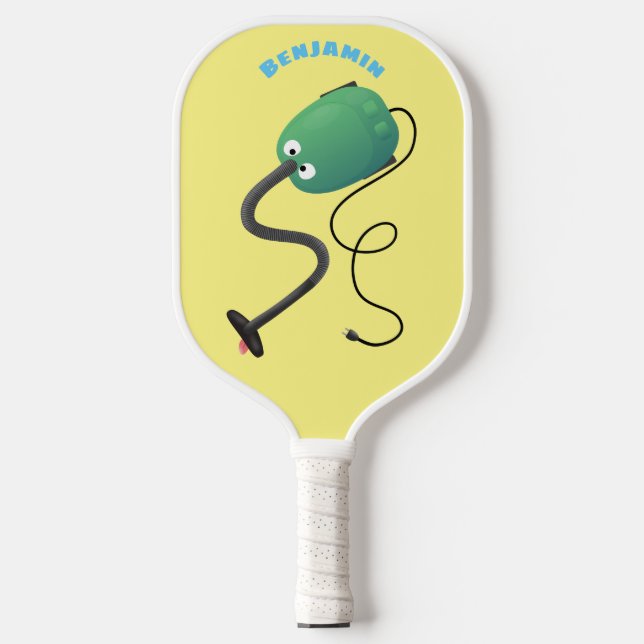 Cute vacuum cleaner cartoon humour  pickleball paddle (Front)