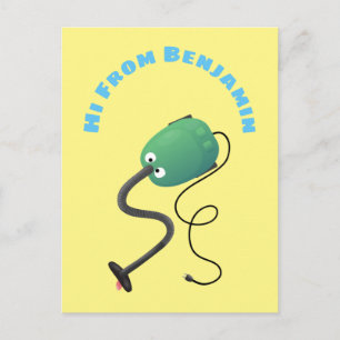 Cute vacuum cleaner cartoon humour postcard